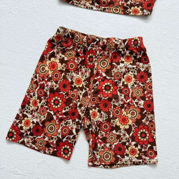 Boho Floral Crop Tank And Biker Shorts Set Super Soft Stretchy, Size XS/S - Picture 3 of 6